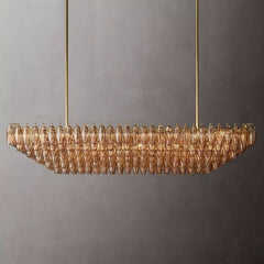 Murano Smoke Glass Tiered Rectangular Chandelier