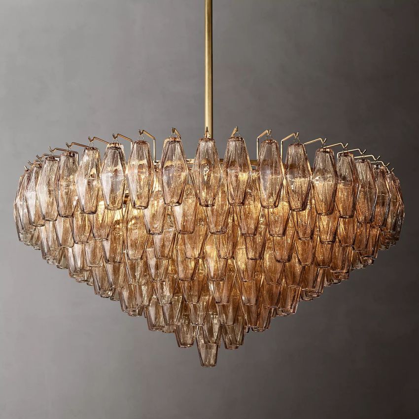 Murano Smoke Glass Tiered Round Chandelier