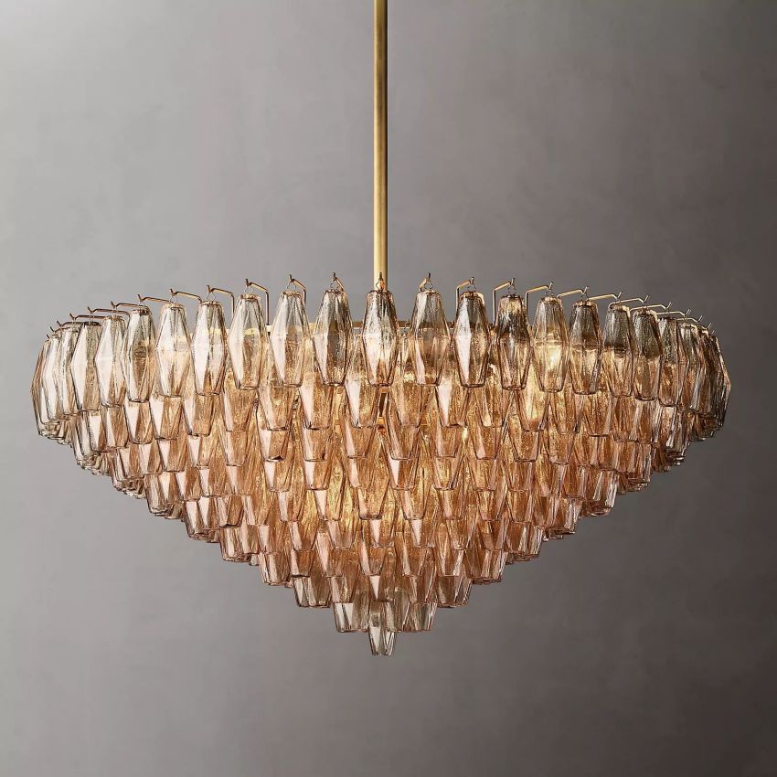 Murano Smoke Glass Tiered Round Chandelier