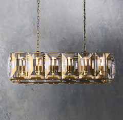 Faceted Crystal Glass Rectangular Chandelier L42