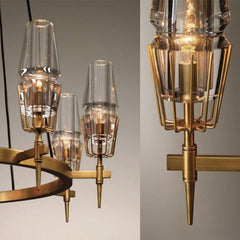 Delia Brass Chandelier Glass Lighting