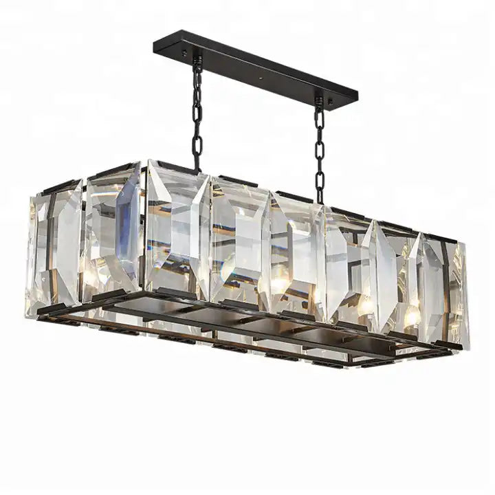 Faceted Crystal Glass Rectangular Chandelier L42