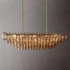 Murano Smoke Glass Tiered Rectangular Chandelier